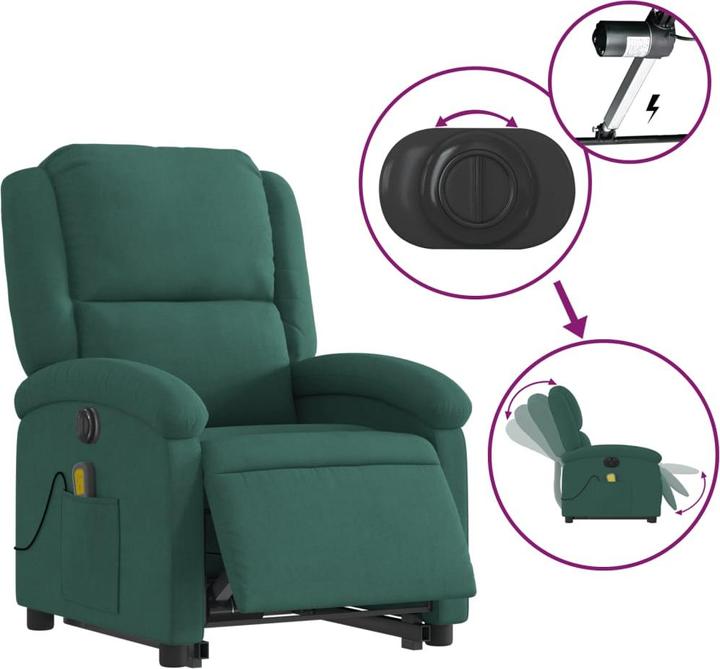 Actual product image VidaXL Massage chair with stand-up aid electric velvet