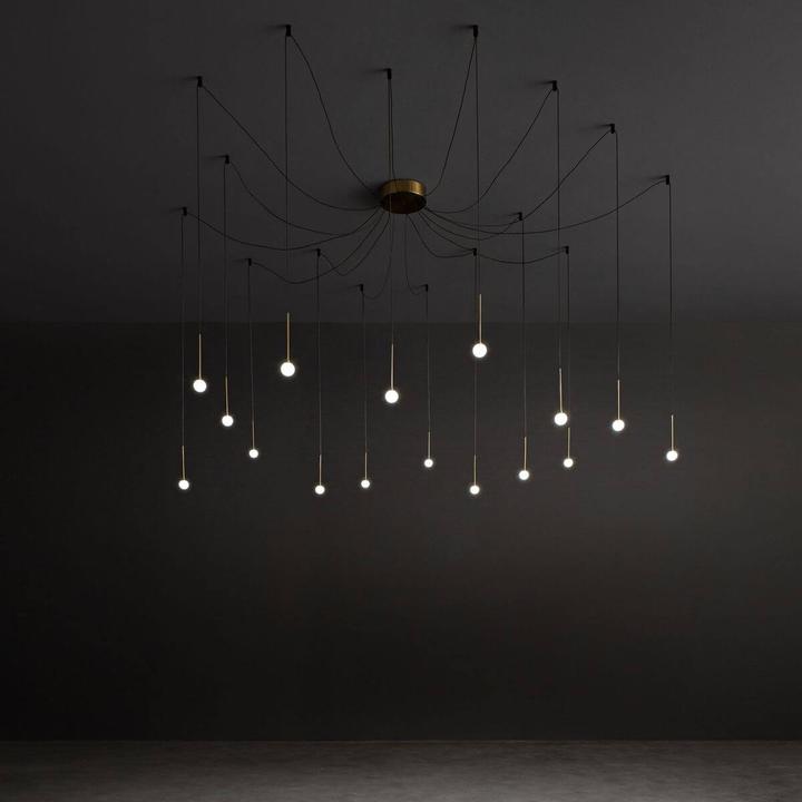Actual product image Ideal lux LUCCIOLA LED pendant light 16x 16x16W ⌀200mm brass warm white 284019 (1300 lm)