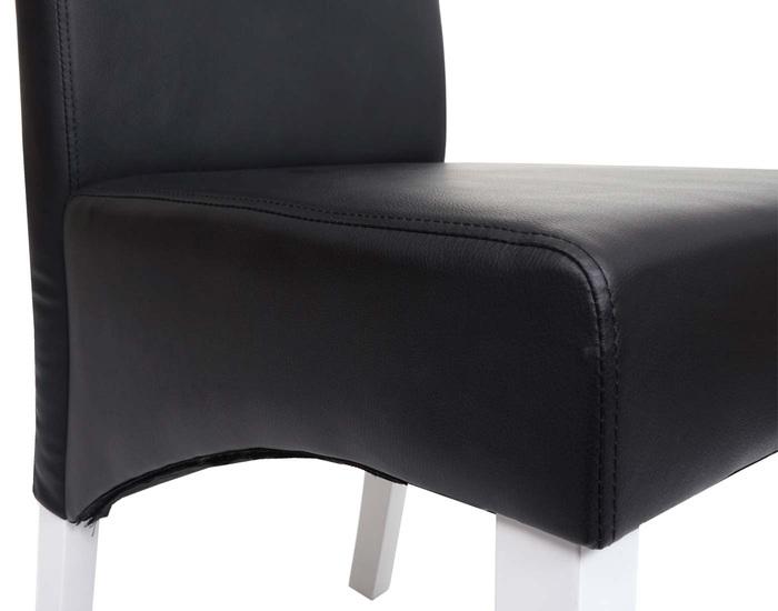 Produktbild Swisshandel24 2x Esszimmerstuhl Lehnstuhl Stuhl M37 - Leder, schwarz, weisse Füsse