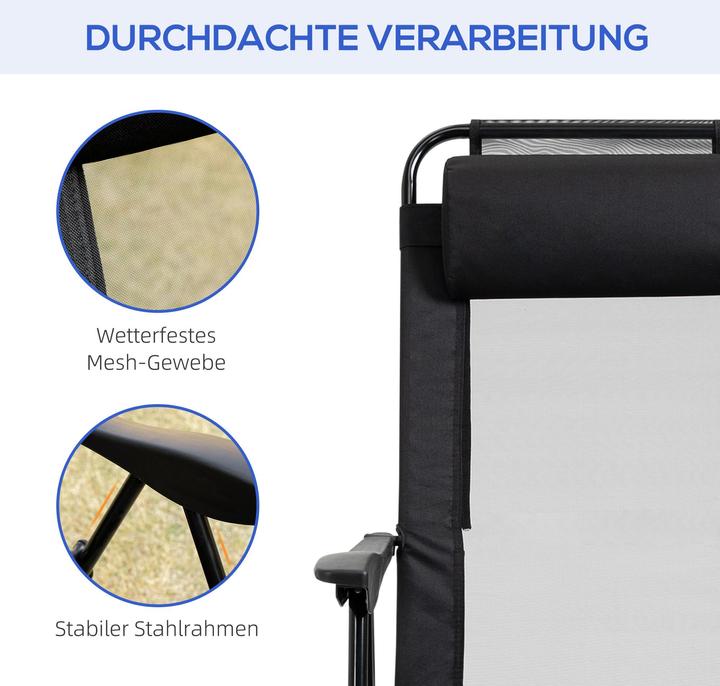 Image du produit Outsunny Kit chaise pliante avec coussin de nuque et dossier réglable