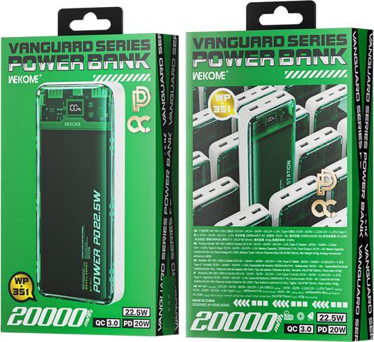 Image du produit Wekome WP-351 Vanguard-Serie – Powerbank 20000 mAh PD 20 W + QC 22,5 W (grün/transparent) (20000 mAh)