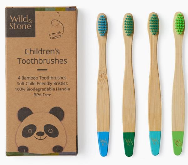 Image du produit Wild and Stone Set de brosses à dents en bambou pour enfants (Souple)