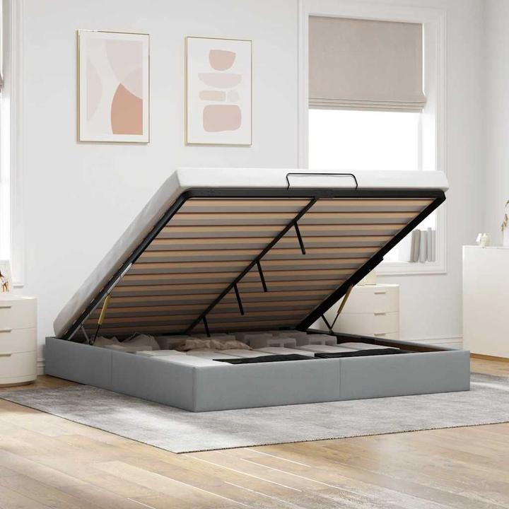 Actual product image VidaXL Ottoman bed without mattress Light grey 160x200 cm fabric (160 x 200 cm)