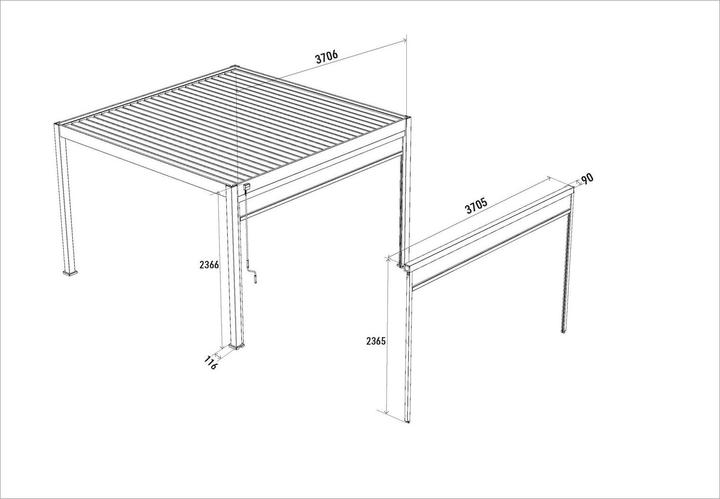 Image du produit Weide Pare-soleil pour pergola Ventaris/Seide 4m Anthracite (400 cm, 10 cm)