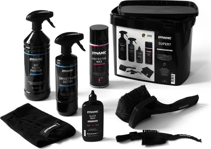 Produktbild Dynamic Bike Care Super 7 (1000 ml, Microfasertuch, Bürste, Fahrradreiniger, Pflegeset, Kettenöl)