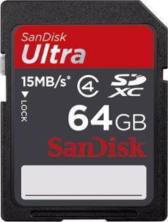 Actual product image SanDisk Ultra SDXC Card 64GB, Class 4 (1 GB, SDXC)