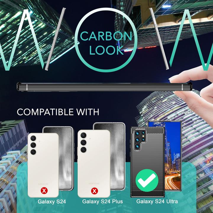 Actual product image Nalia Carbon look silicone cover (Samsung Galaxy S24 Ultra)