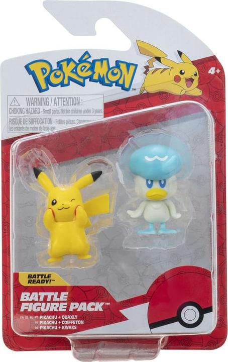 Actual product image Jazwares Pokémon Gen IX Battle Figure Pack Mini Figure 2-Pack Pikachu & Quaxly 5 cm