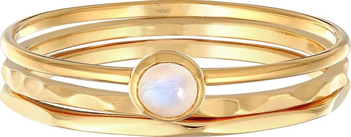 Image du produit Elli PREMIUM Bague Solitaire Pierre de Lune Set de 3 bagues 375 Or jaune (54, 375/9 K)