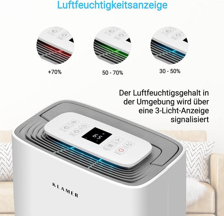 Image du produit KLAMER Luftentfeuchter 25L, 195m³ Luftumwälzung pro Stunde, 420W Entfeuchter, 5.5L Tank (35 m², 25 l/24h)