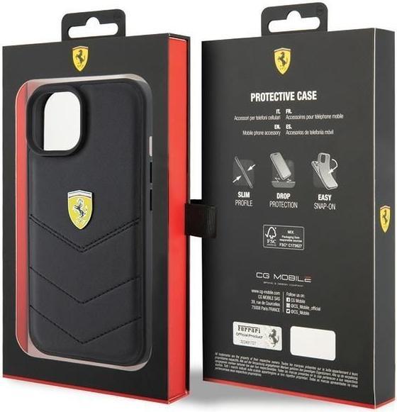 Image du produit Ferrari FEHCP15SRDUK iPhone 15 6.1" czarny/black hardcase Quilted Metal Logo (Apple iPhone 15)