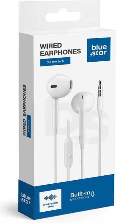 Actual product image BlueStar Wired headphones Blue Star BLUE STAR wire earphones Jack 3,5 mm with microphone PA-E65 1,2 m white (Cable)