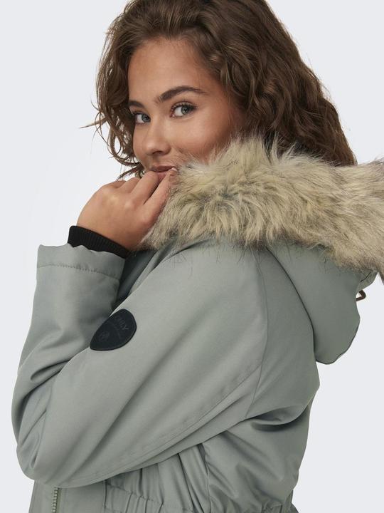 Actual product image Only Hood with detachable faux fur trim Ribbed cuffs Parka Long parka (L)