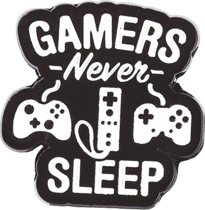 Actual product image JTI Brooch, metal - Gamers Never Sleep