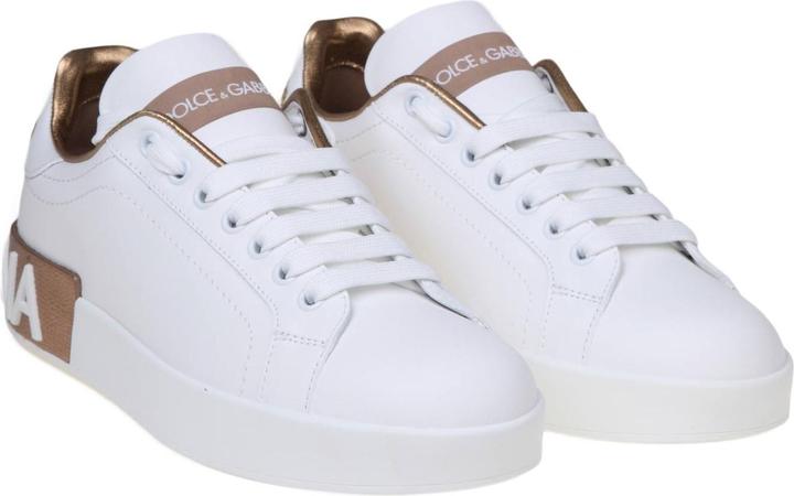 Produktbild Dolce & Gabbana portofino sneakers in white and gold leather (41)