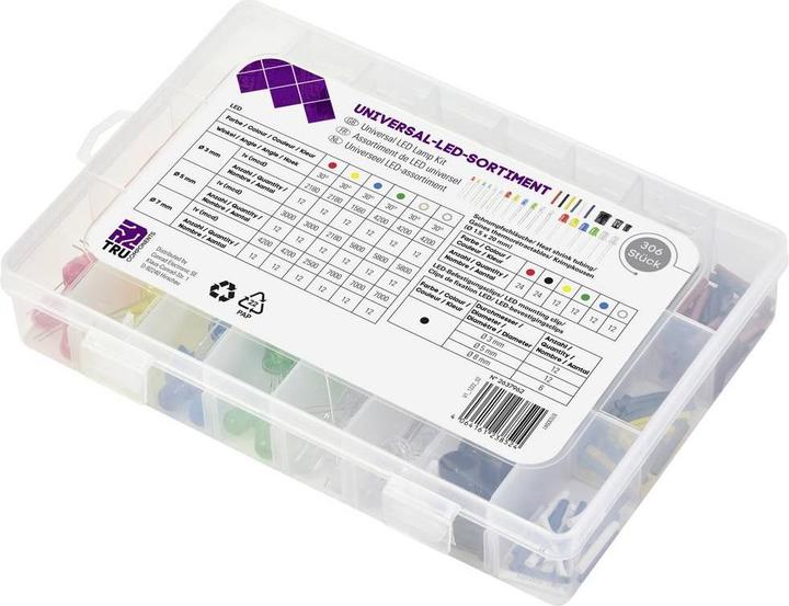 Produktbild Tru Components LED-Sortiment Rot, Blue, Grün, Gelb, Kaltweiss, Warmweiss Ru