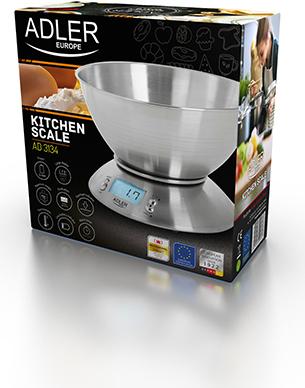 Actual product image Adler AD 3166 Kitchen Scale Stainless Steel Worktop Oval Electronic Kitchen Scale