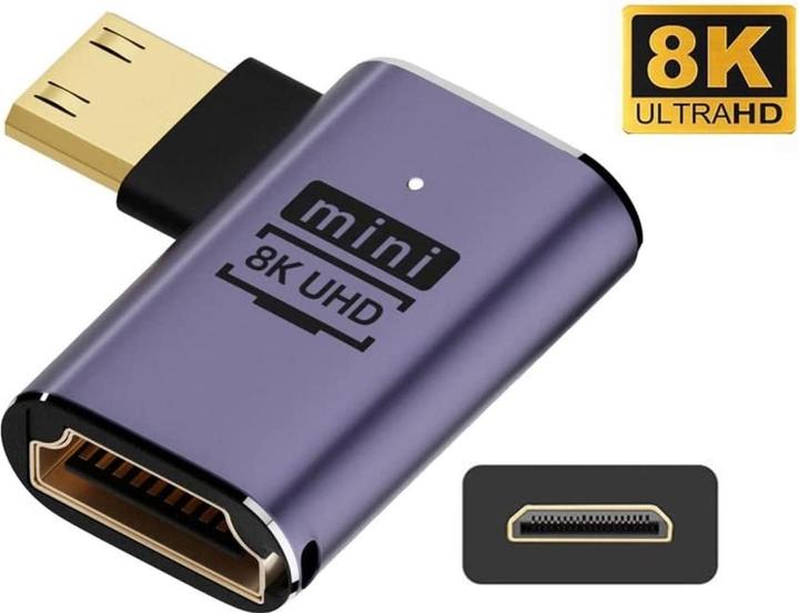Produktbild PowerGuard Mini HDMI auf HDMI 2.1 90-Grad Winkel Right Adapter (Mini HDMI)