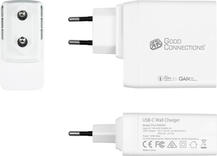 Image du produit Good Connections Chargeur rapide USB 140W avec technologie GaN, 1 port (USB-Câ"¢), PD 3.1, QC 5, PPS, chargeur de (140 W)