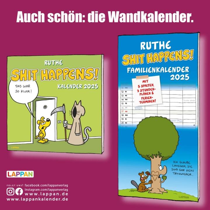 Image du produit Shit happens! Calendrier de cartes postales 2025 (17,5 x 17,5 cm, Non contraignant, Allemand)