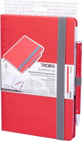 Actual product image Troika SLIMPAD A5 notepad A5 incl. biros, red (A5, Dotted, Hardcover)