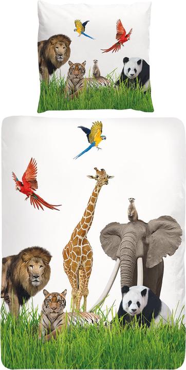 Actual product image Traumschlaf Bettwäsche Löwe Panda Elefant (Bedding set, 135x200 cm + 80x80 cm)