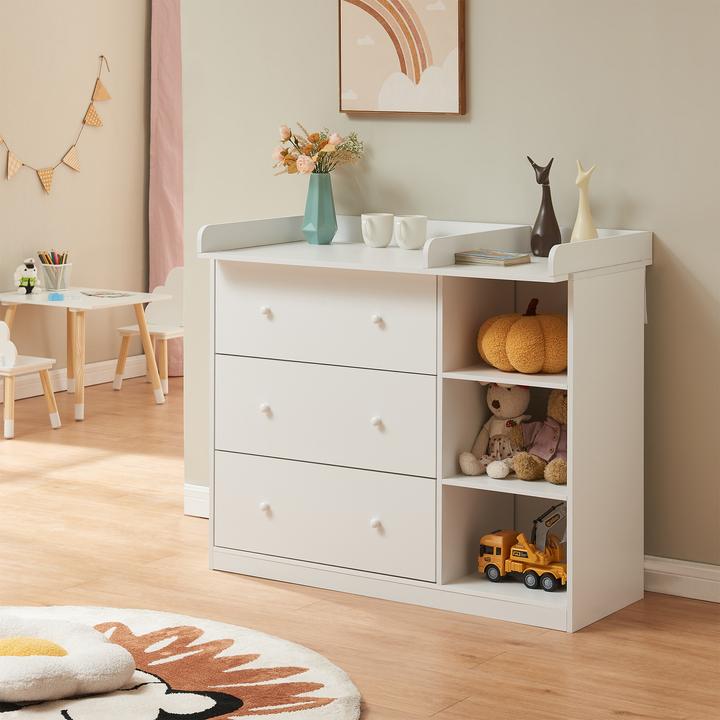 Produktbild En.Casa Wickelkommode Beldinupp mit Wickelauflage 93x110x55 cm Weiss