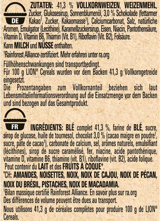 Valori nutrizionali e ingredienti Lion Leone (480 g)