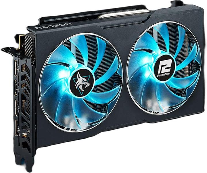Actual product image Powercolor Radeon RX 7600 XT Hellhound 16GB OC (RDNA 3, GDDR6, 3x DisplayPort, 1x HDMI 2.1) (16 GB)