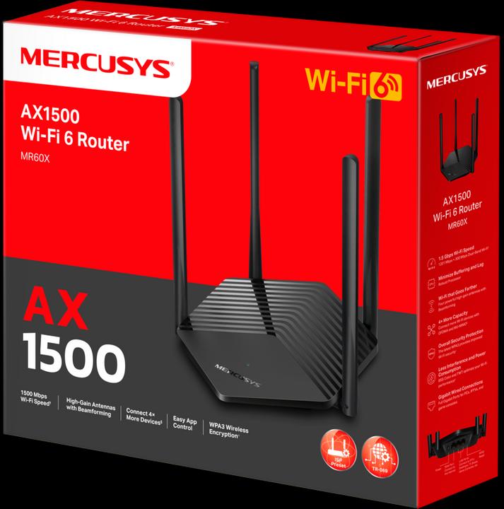 Immagine prodotto Mercusys Router AX1500 Dual-Band Wi-Fi 6 300 Mbps a 2,4 GHz + 1201 Mbps a 5 GHz