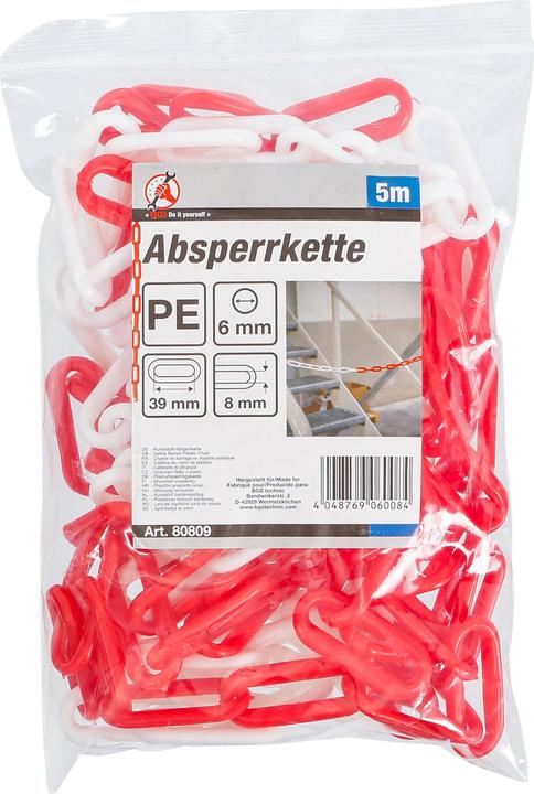 Image du produit BGS Chaîne de barrage | Rouge - blanc | Matière plastique | 5 m