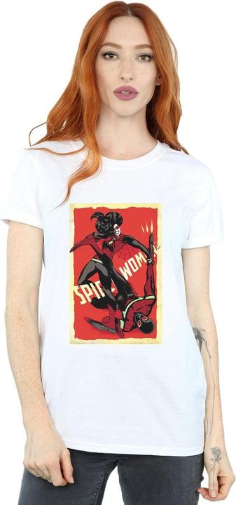 Actual product image Womens/Ladies Spider-Woman Fight Cotton Boyfriend T-Shirt (L)