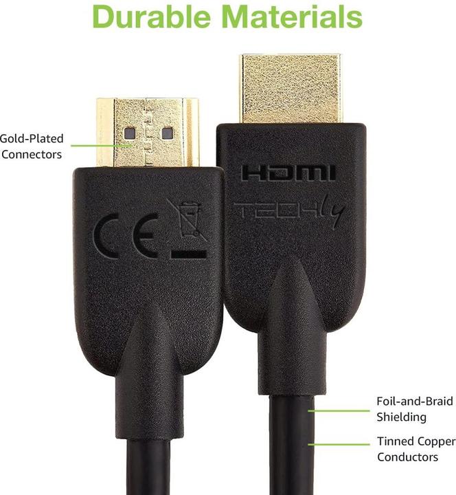 Produktbild Techly HDMI 4K 60Hz High Speed Anschlusskabel mit Ethernet schwarz 0.5m (0.50 m, HDMI)