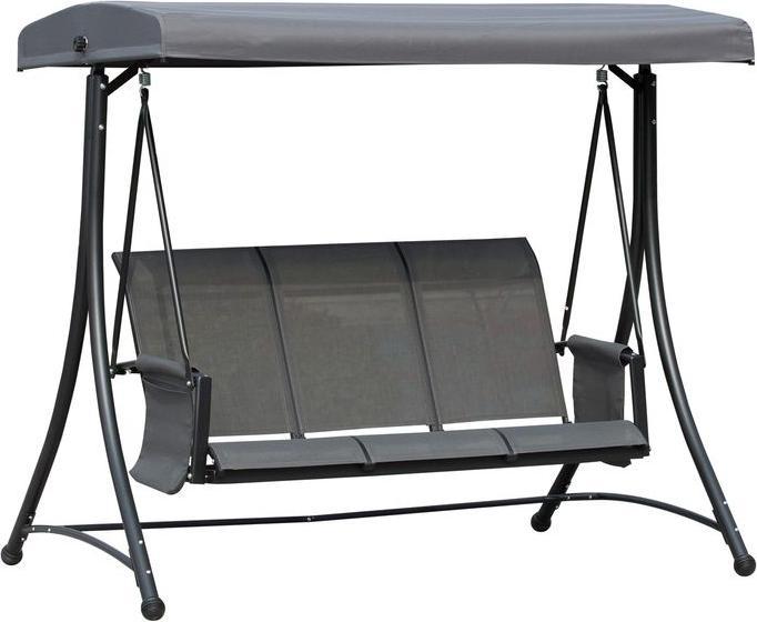 Image du produit Swisshandel24 Balançoire hollywoodienne 3 places, balançoire de jardin avec toit solaire, banc de balançoire avec