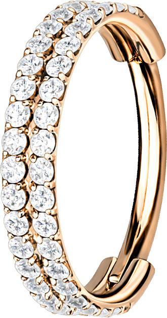 Produktbild Star Piercing Micro Segmentring klappbar rosegold doppellinie mit Kristallen (Chirurgenstahl 316L, ohne Messing)