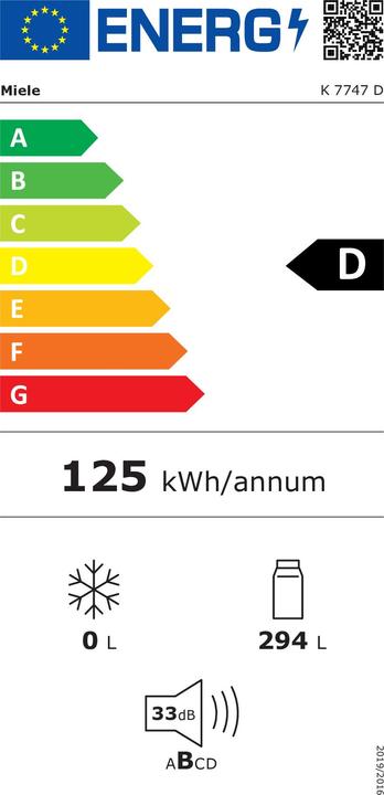 Energy Label Miele Refrigerator K 7747 D (294 l)