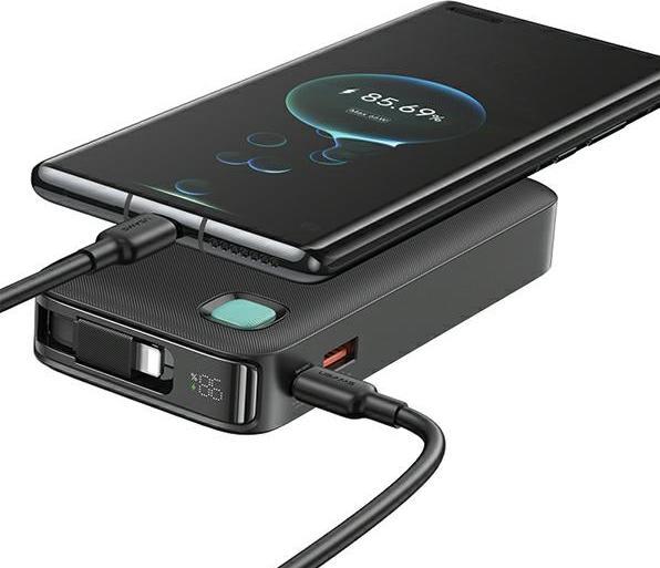 Produktbild Usams Powerbank ze zwijanym kablem Retractable Lightning 10000 mAh PD 20W Fast Charge XY Series biał (10000 mAh, 50 W)