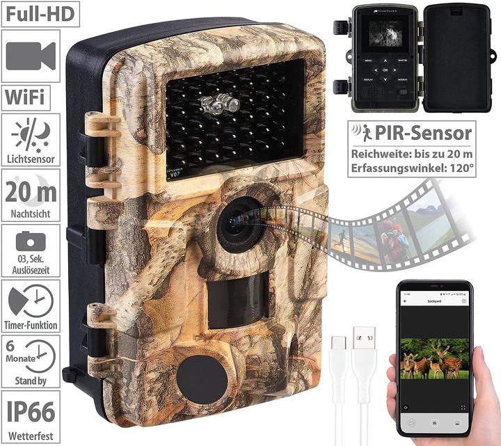 Actual product image VisorTech WLAN full HD wildlife camera with night vision and app