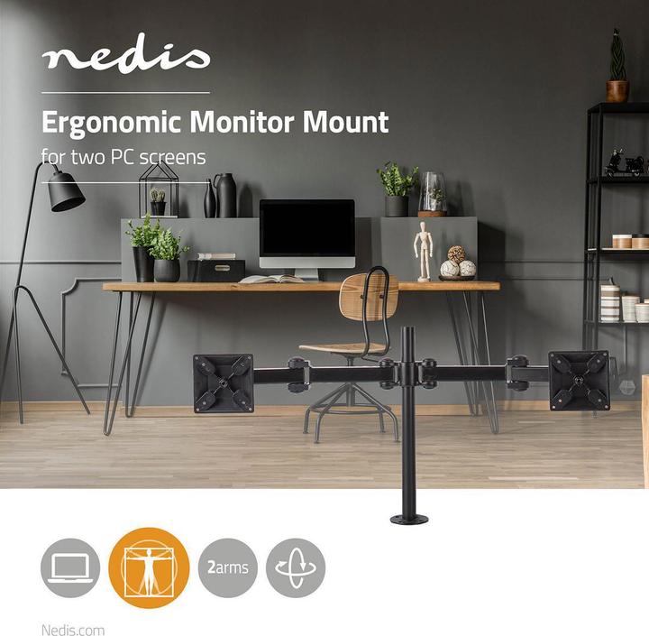 Image du produit Nedis Support double écran - support de table pour 14 à 24 pouces deux (Tables, 24.02")