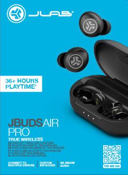 Produktbild JLab Audio JBuds Air Pro (keine Geräuschunterdrückung, 9 h, Kabellos)