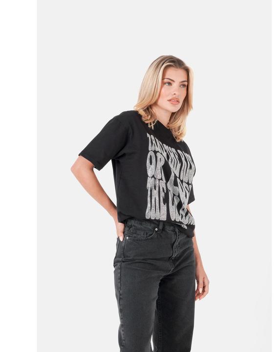Actual product image Sixth June Women's rhinestone text t-shirt (S)