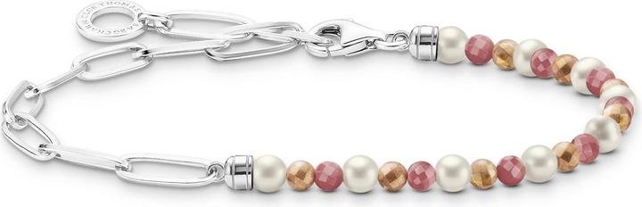 Produktbild Thomas Sabo Charm Armband mit Bunten Beads Weissen Perlen und Kettengliedern Silber (19 cm, 925er Silber)