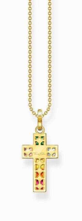 Produktbild Thomas Sabo Halskette Kreuz Bunte Steine Gold (925er Silber, 40 - 45 cm)