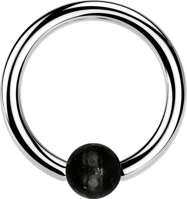 Actual product image Star Piercing Micro Ball Closure Ring silver with Areng Wood Ball (Organic, Surgical steel 316L, without brass)