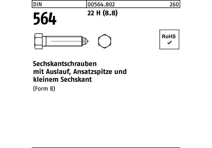 Immagine prodotto Vite a testa esagonale DIN 564 con punta BM 8 x 20 22 H (8.8) (100 Viti per pezzo)