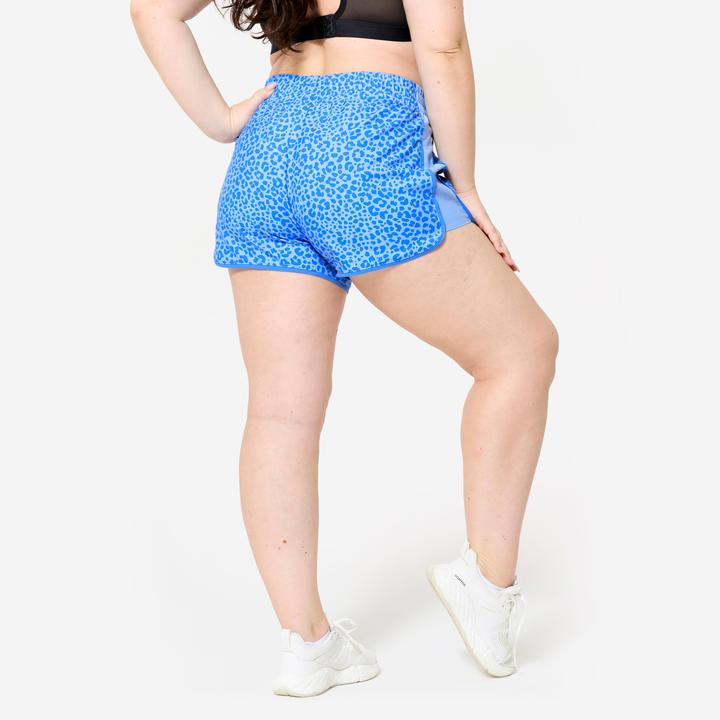 Image du produit Domyos short de fitness court et léger, imprimé bleu léopard bande bleu ciel (S)