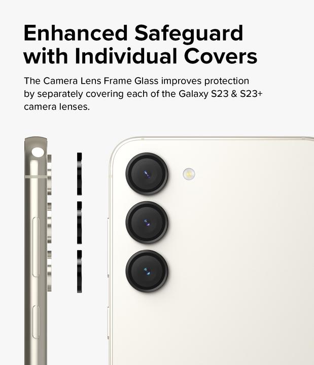 Produktbild Ringke Screen Protector for Galaxy S23 / S23 Plus CAMERA LENS FRAME GLASS BLACK (1 Stück, Samsung Galaxy S23+, Samsung Galaxy S23)