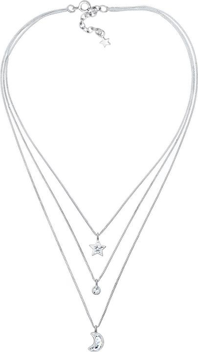 Immagine prodotto Elli Collana Strato Luna Stella Cristalli Argento 925 (Argento 925, Cristallo di vetro, 40 cm)