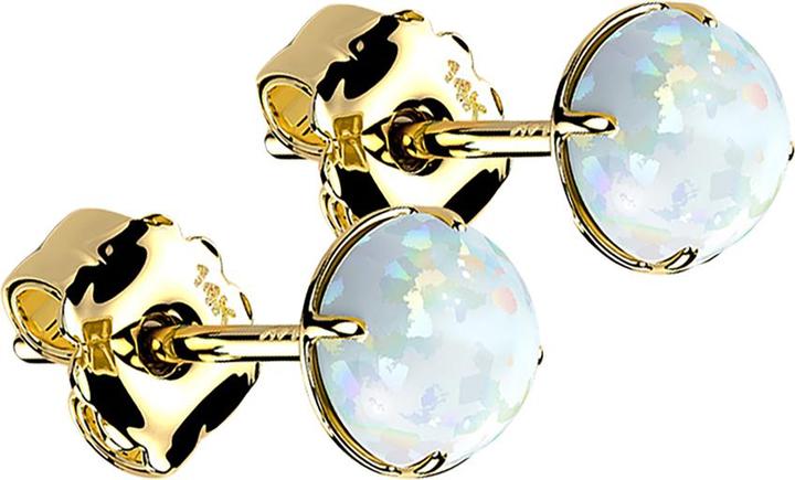 Image du produit Star Piercing Clou d'oreille en or 14k avec opale blanche (sans laiton, Or 14k)