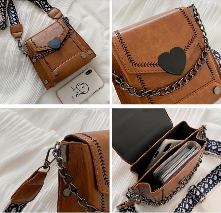 Image du produit Only-Bags.Store Mini sac rétro à bandoulière, étui pour téléphone portable en cuir PU huilé à la mode, sac à main
